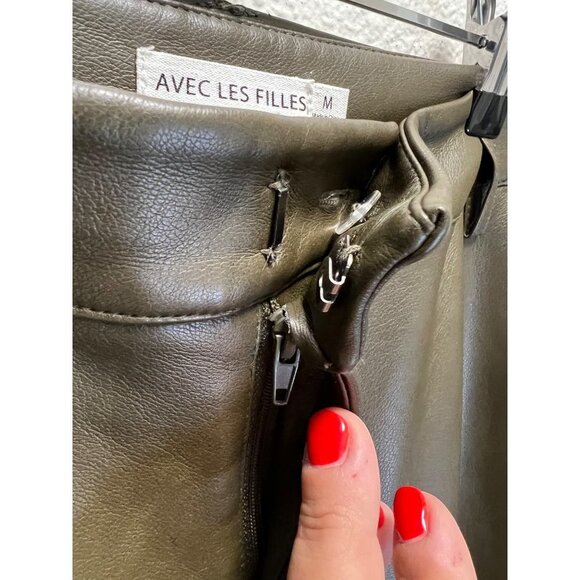 Avec Les Filles Faux Leather Pants  Deep Green Size Med - Picture 4 of 8